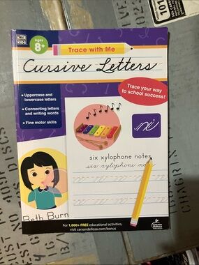 Trace With Me Cursive Letters Workbook - Purple & White